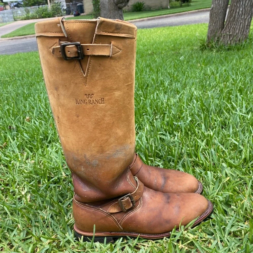 King Ranch Chippewa Mens 10D Leather Snake Boots Brown 90220 Made in USA